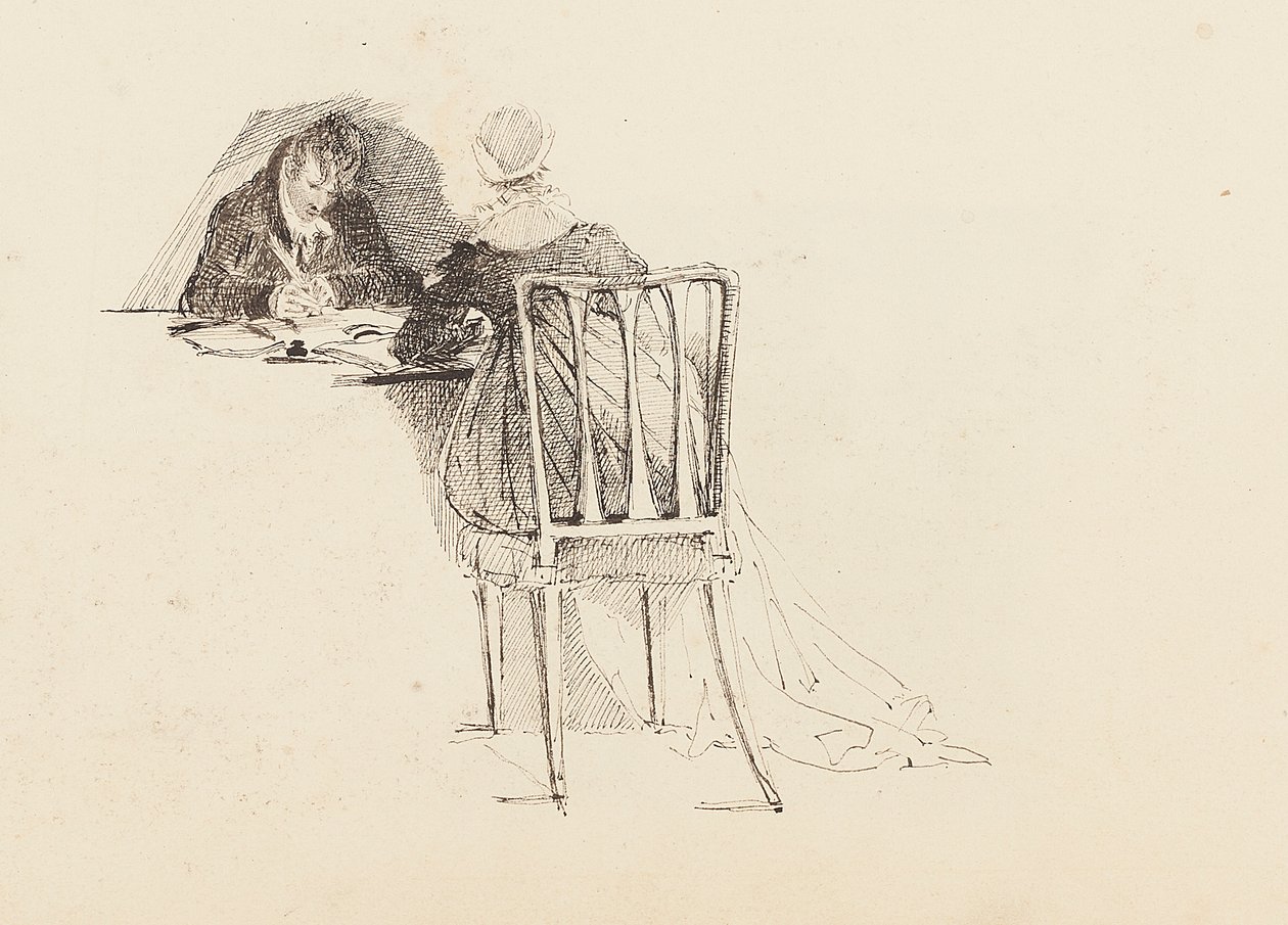 Bir masada oturan kadın ve erkek, 1805 by John Harden