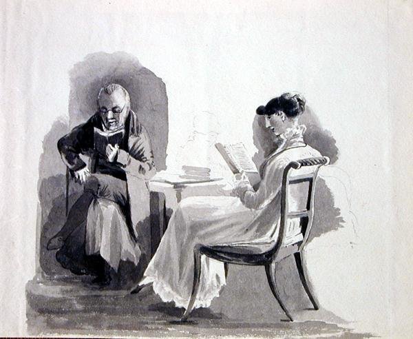 Okuma (kağıt üzerinde kalem ve mürekkep) by John Harden