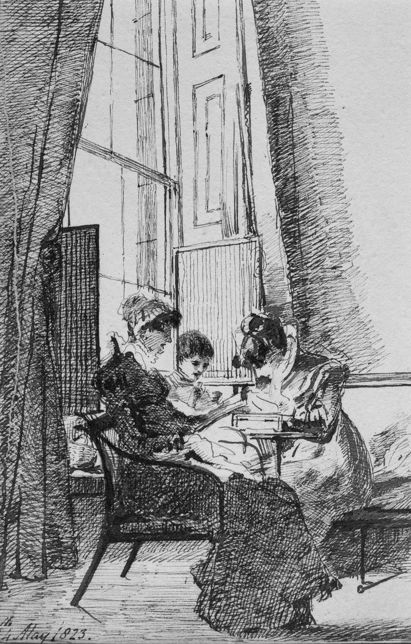 Gürcü Evinde Üç Kadın, 24 Mayıs 1823 (kağıt üzerine kalem ve mürekkep) by John Harden