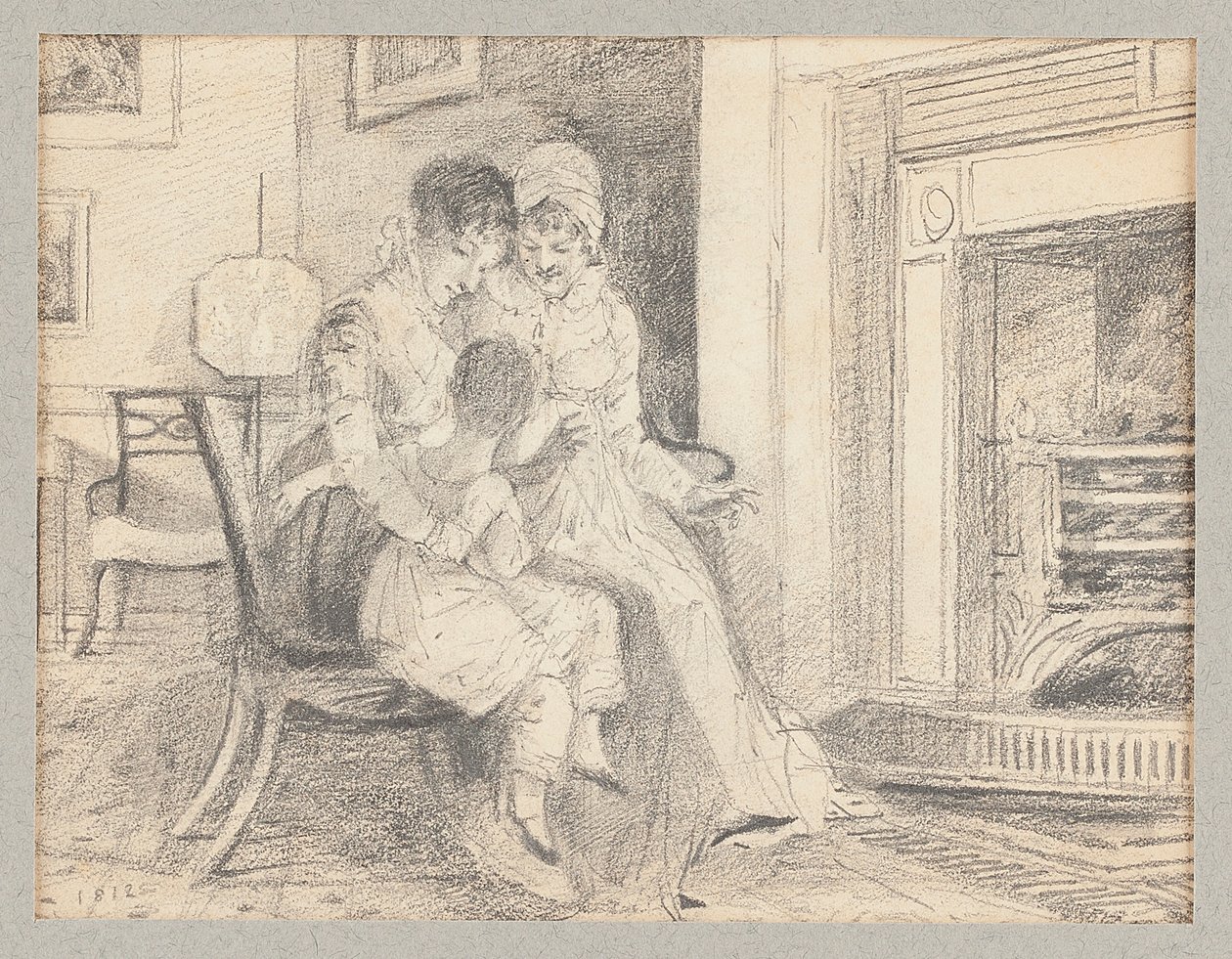Ateşin yanında üç, John W 3 yaşında, 1812 by John Harden