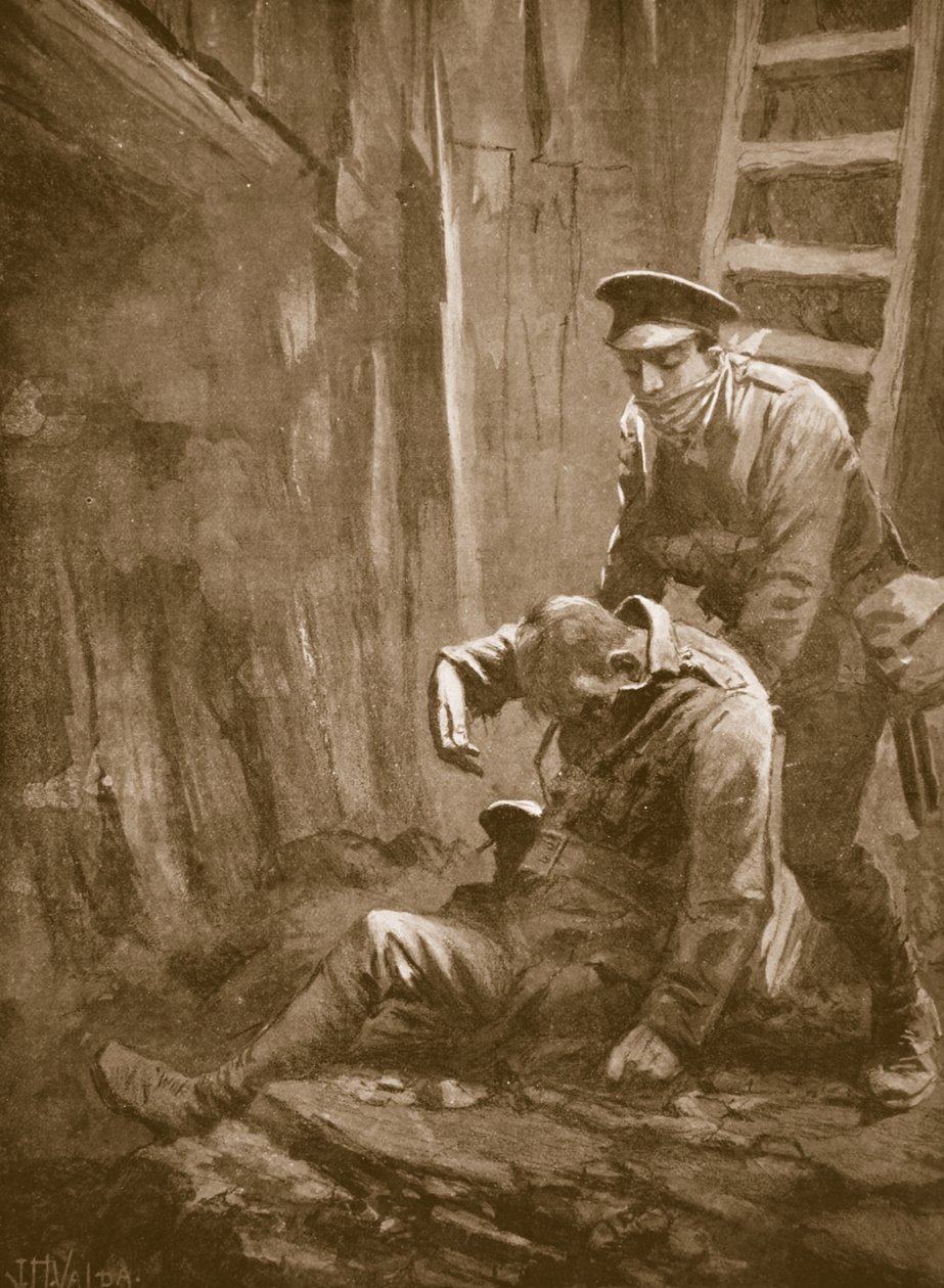 Er T. Doswell, baygın halde yattığı bir madenden bir subayı kurtarırken by John Harris Valda