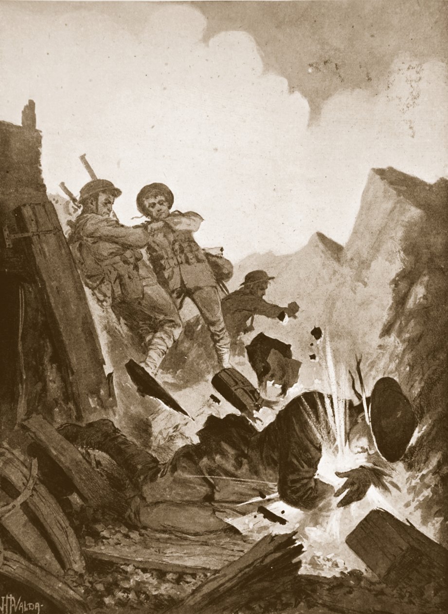 Teğmen A.V. Smith, yoldaşları için canını feda ederek kendini canlı bir bombaya atıyor. by John Harris Valda