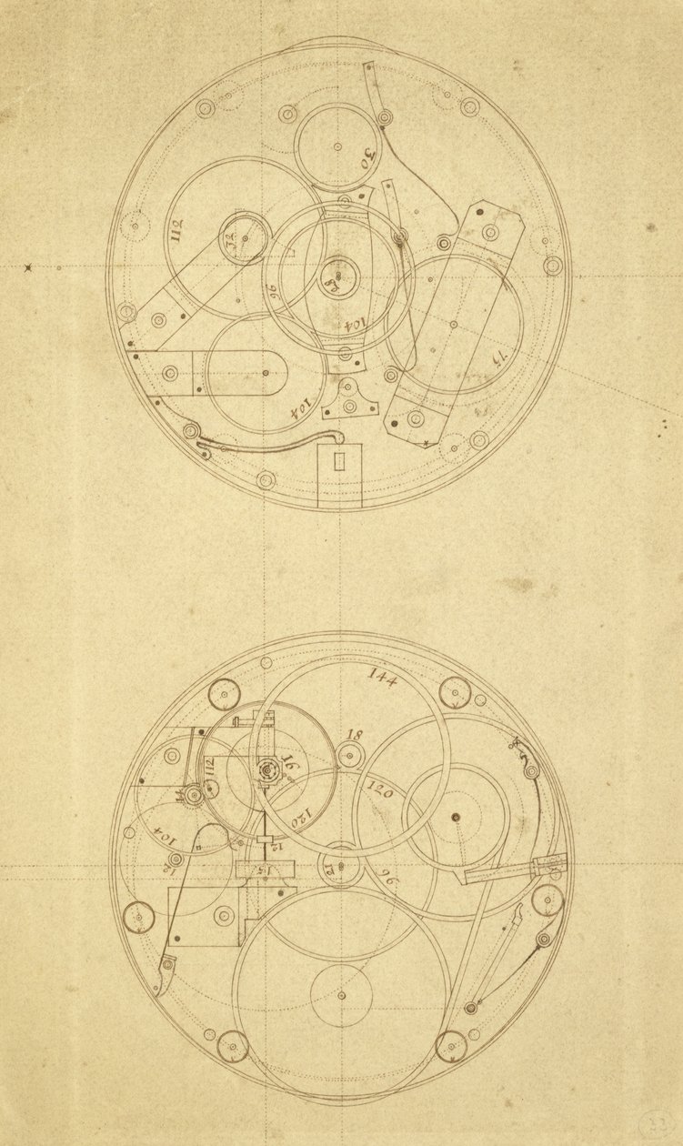 John Harrison tarafından tasarlanan ve çizilen bir boylam zaman ölçer H.4