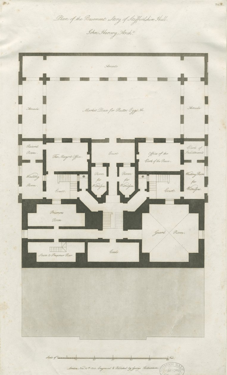 Stafford - Shire Salonunun Bodrum Kat Planı Öyküsü: gravür, nd [1794-1798] (baskı) by John Harvey