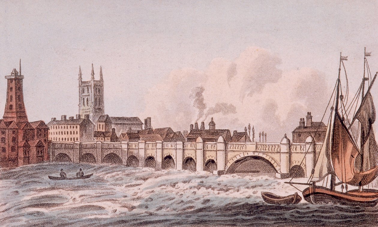 Londra Köprüsü eski, Londra, 1823 by John Hassall