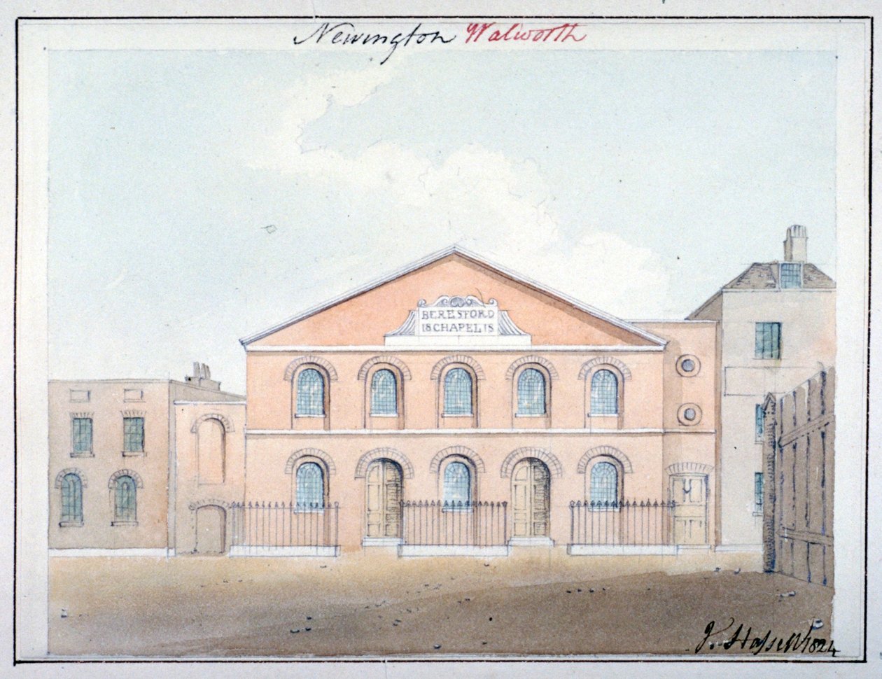 Beresford Şapeli, Beresford Caddesi, Southwark, Londra, 1824 by John Hassell
