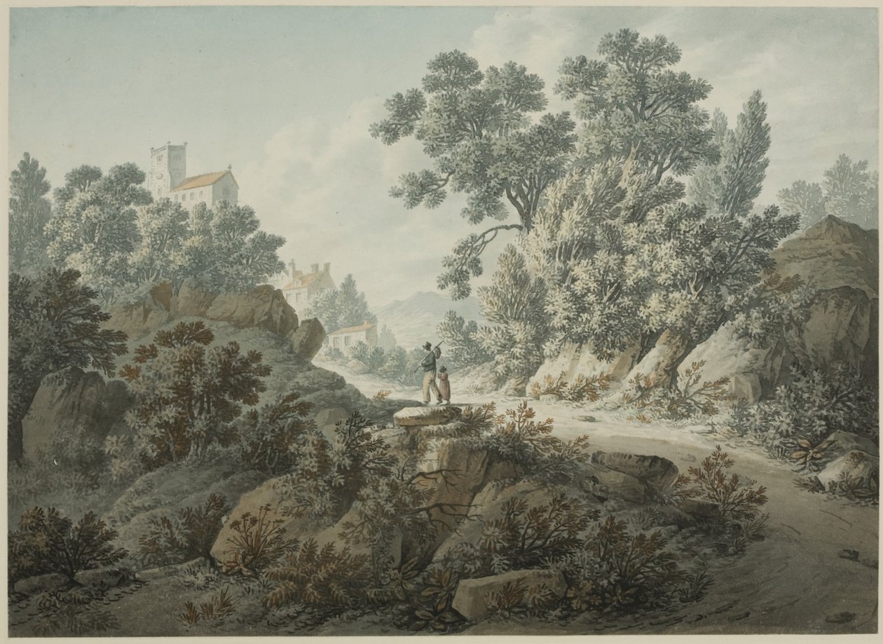 Merrow, Guildford, Surrey yakınlarında (gövde rengi ve kağıt üzerine sulu boya) by John Hassell