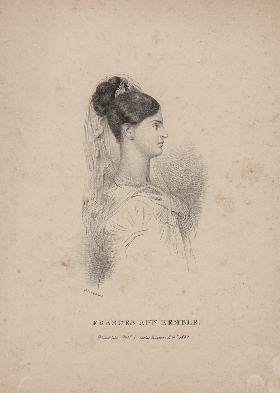 Frances Ann Kemble, lito, Childs und Inman by John Hayter