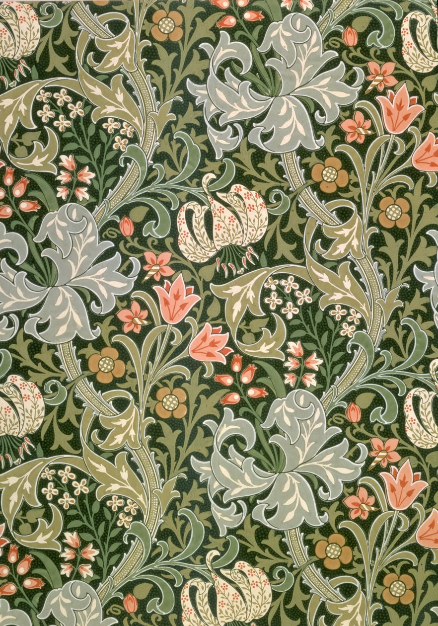 John Henry Dearle (1860-1932) tarafından Morris and Company için tasarlanan Altın Zambak duvar kağıdı, 1897 by John Henry Dearle