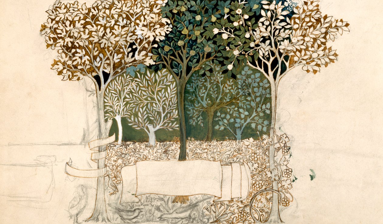 Trees in an orchard, tapestry design for Morris and Co. (pen, ink und wc on paper) by John Henry Dearle