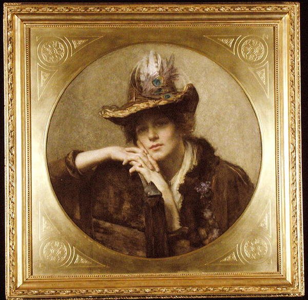 Tavus kuşu tüyü şapkalı kadın by John Henry Henshall
