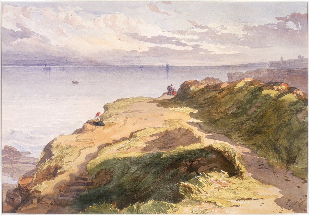 Cullercoats yakınında (kağıt üzerine kurşun kalem ve sulu boya) by John Henry Mole
