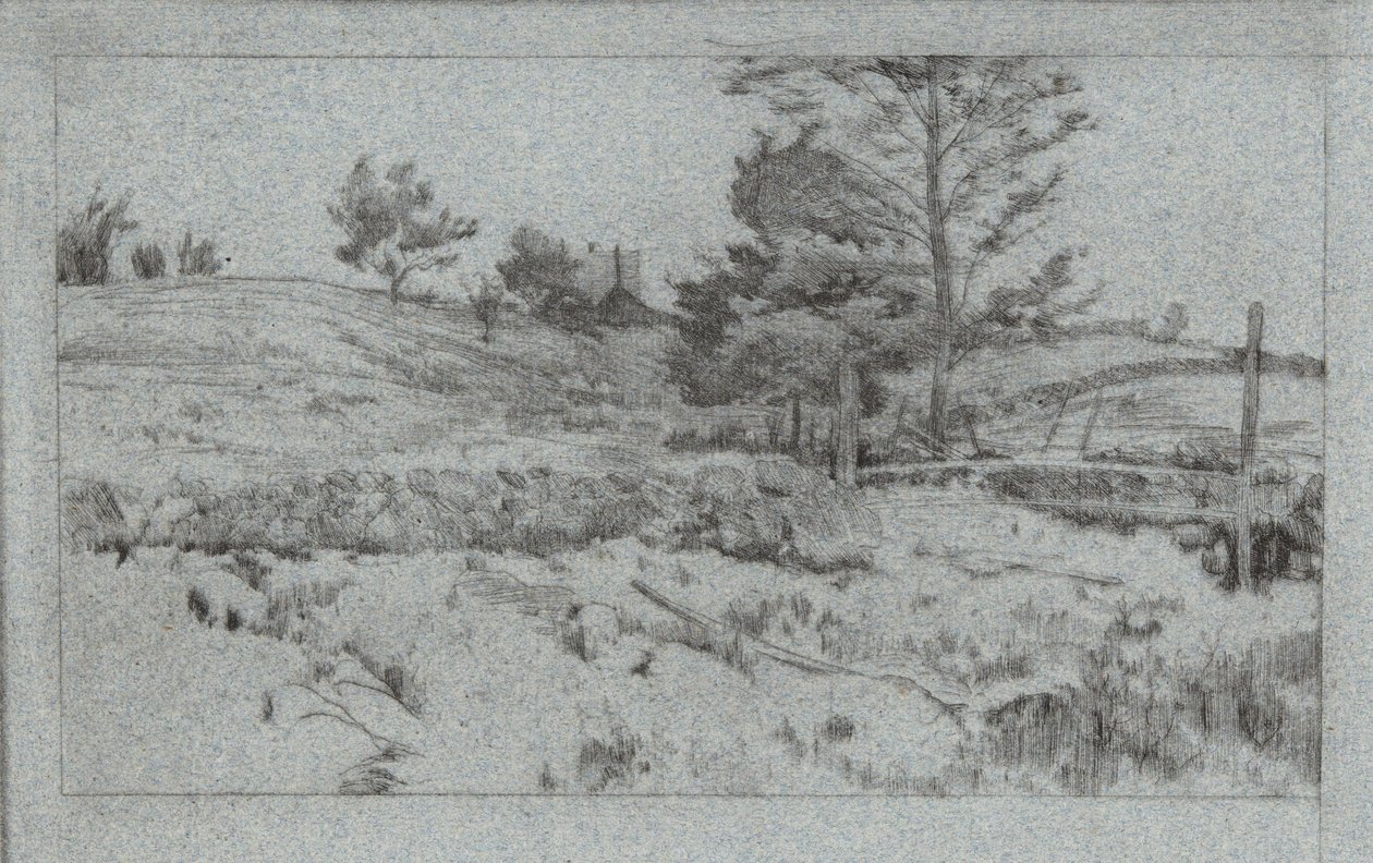 Taş Duvarlı Manzara (alanların taslağı) by John Henry Twachtman
