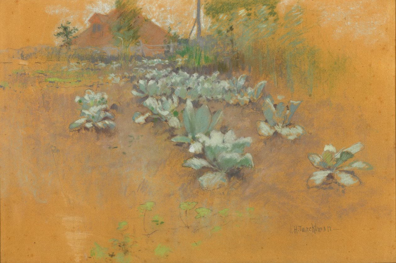 Tütün Yaması, c.1895-1899 (kahverengi kağıt üzerine pastel) by John Henry Twachtman