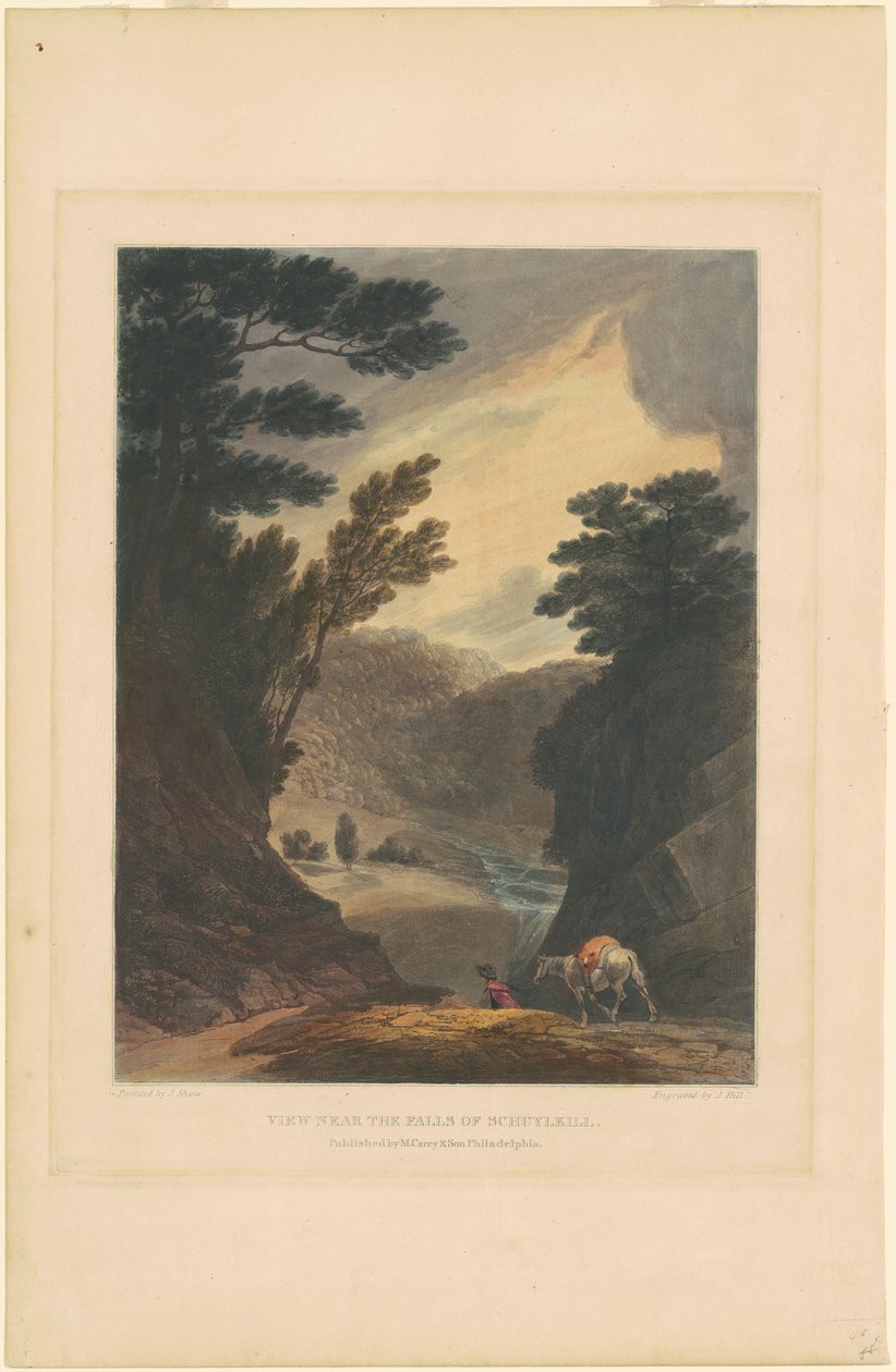 Schuylkill Şelaleleri Yakınında Görüntüle by John Hill, after Joshua Shaw
