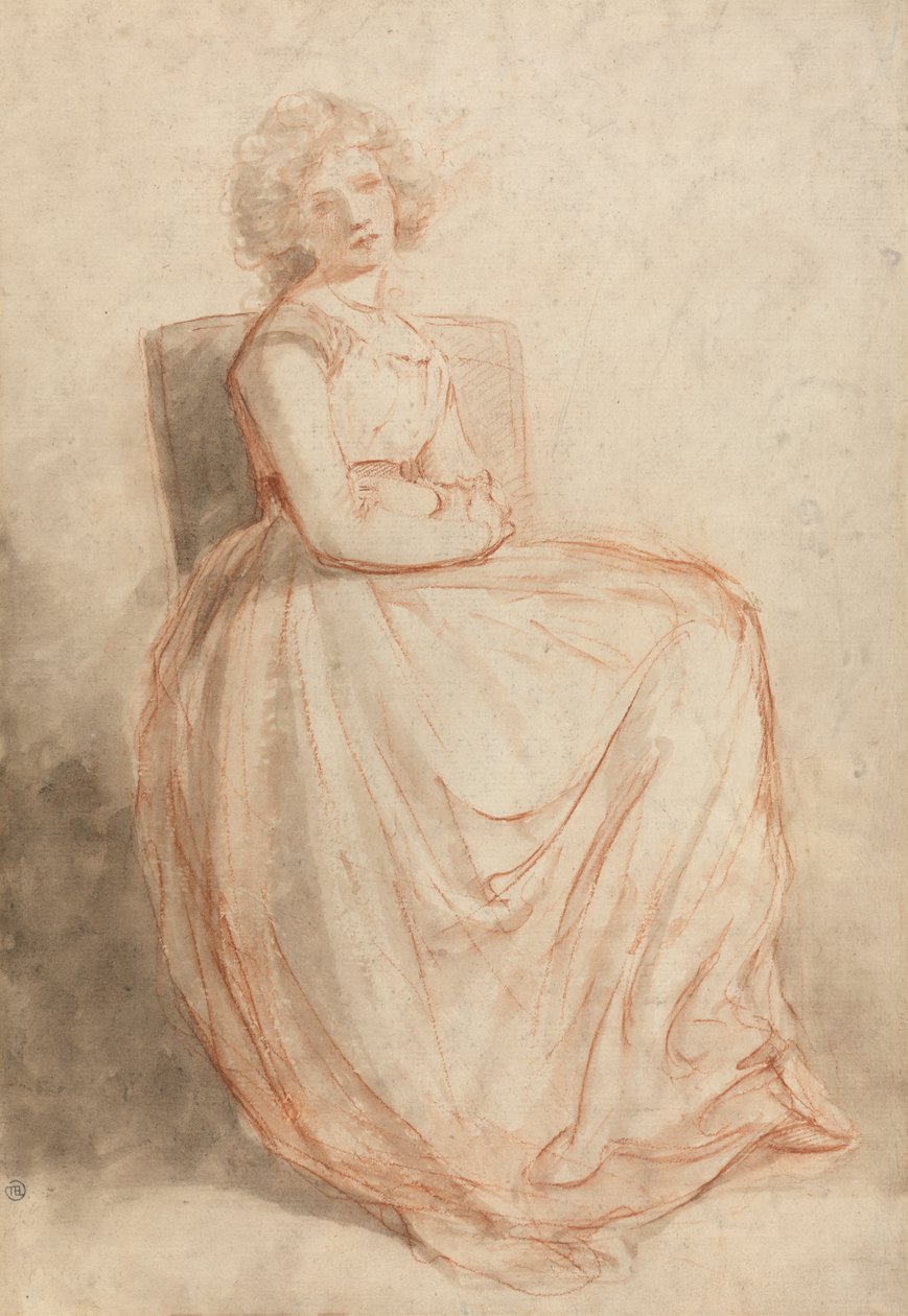 Oturan Bir Kadının Çalışması by John Hoppner