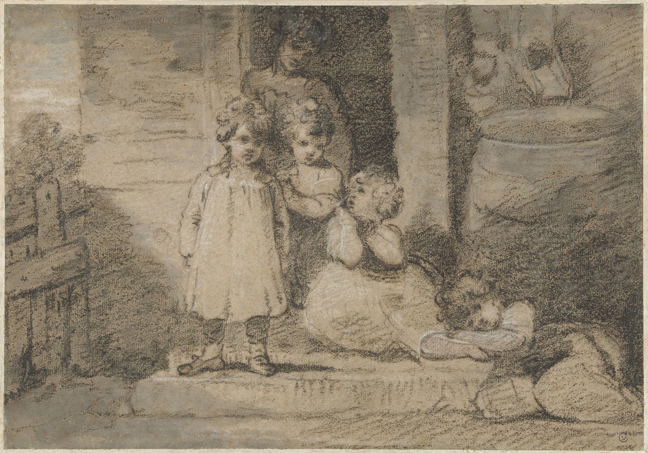 Dört çocuk ve daha büyük bir kız by John Hoppner