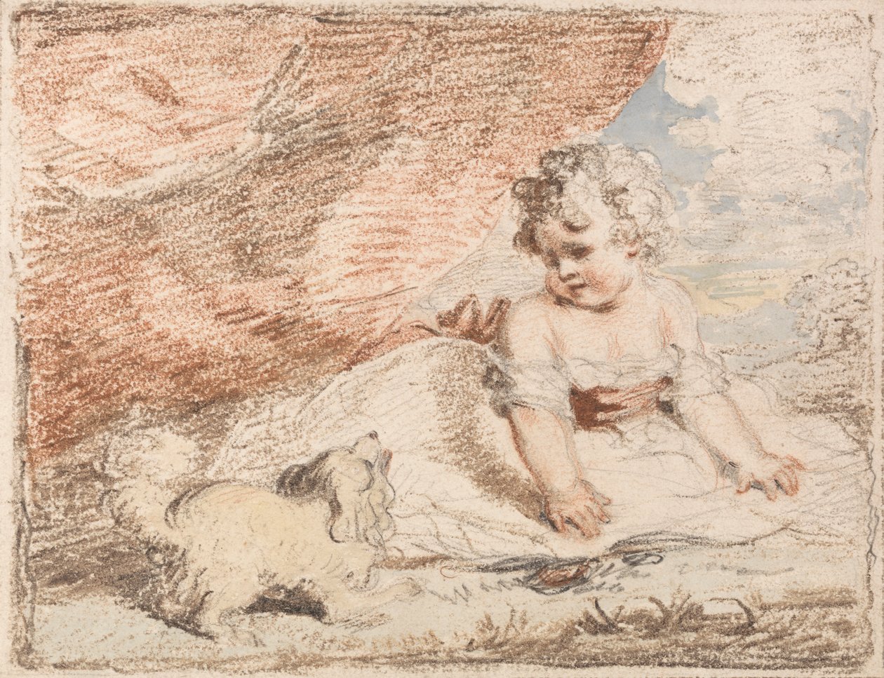 Küçük Çocuk Kucak Köpeğiyle by John Hoppner