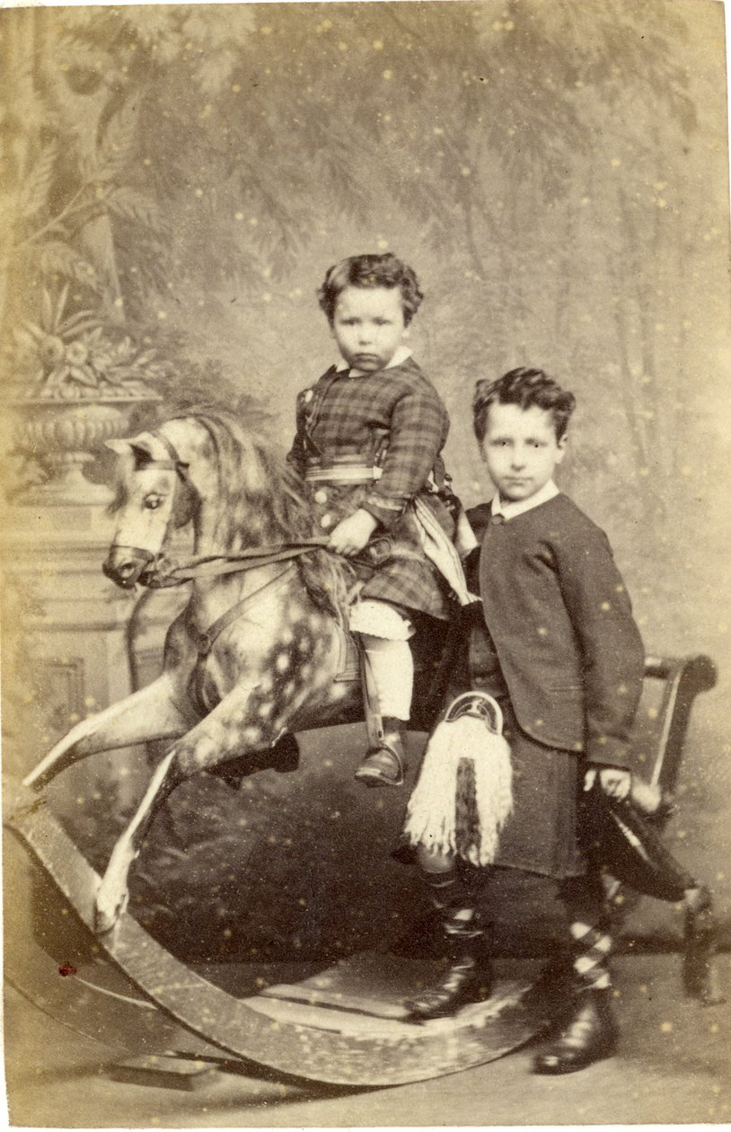 Atlı sallanan genç kız, etekli genç bir çocukla ayakta, 1860