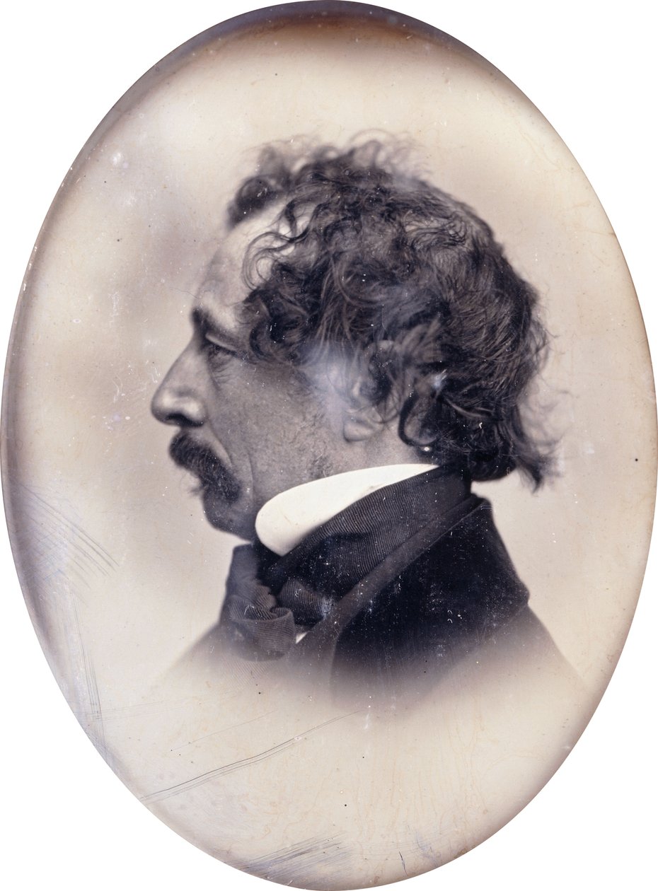 Charles Dickens olarak tanımlanan bir beyefendinin profil portresi, c.1853-1855 by John Jabez Edwin Paisley Mayall