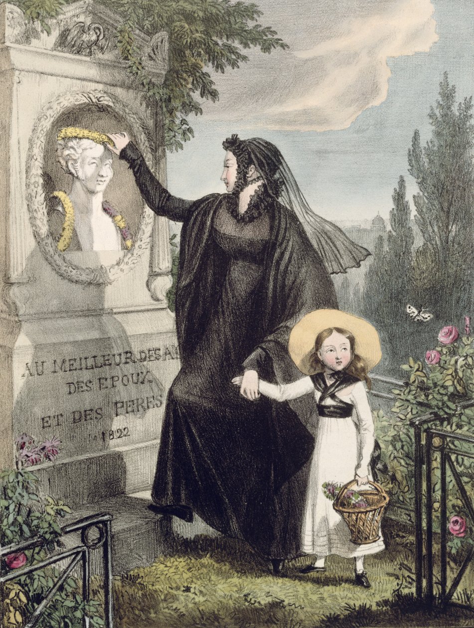 Charles Joseph Hullmandel (1789-1850) pub tarafından basılan Pere Lachaise Mezarlığı. 1822 (renkli gravür) by John James Chalon
