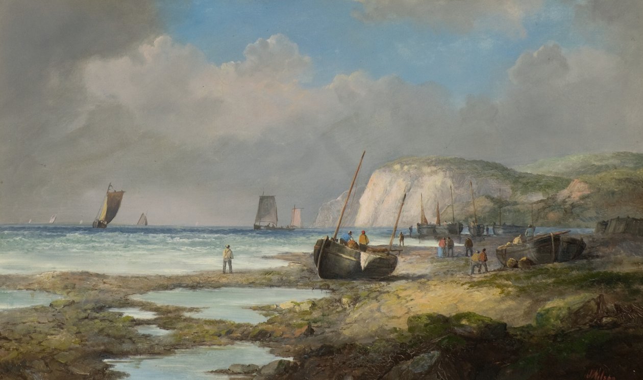 Balıkçı Tekneleri ile Deniz Manzarası by John James Wilson