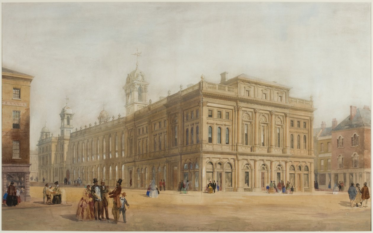 Town Hall, Newcastle upon Tyne (kağıt üzerinde bc, kalem ve wc) by John Johnstone