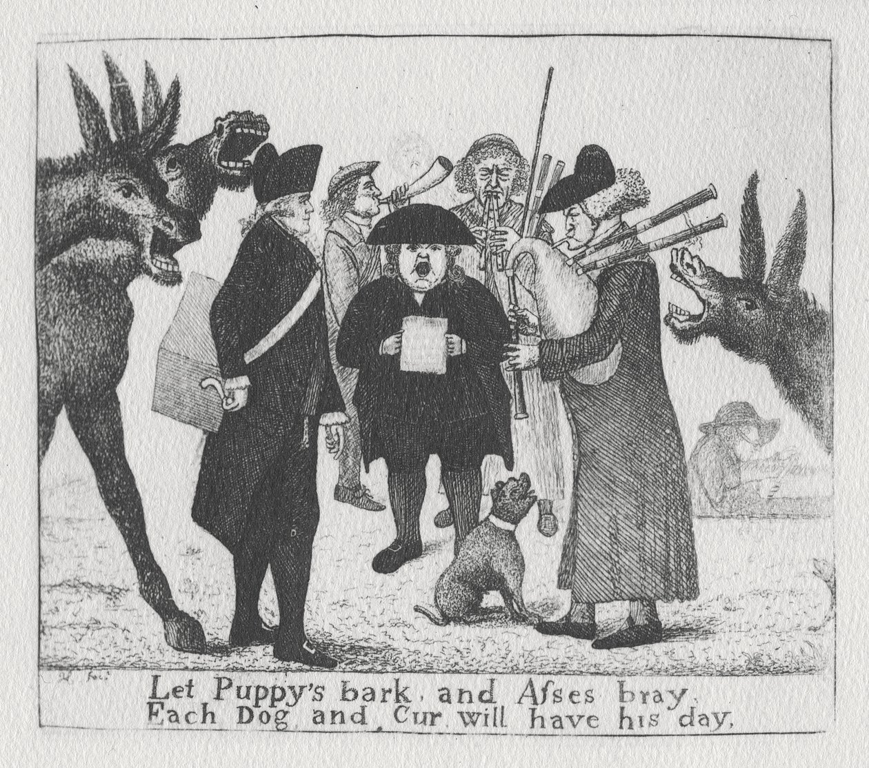 Köpeklerin havlamasına ve Eşeklerin anırmasına izin verin, Her Köpek ve Kedi kendi gününü yaşayacak, 1784 by John Kay
