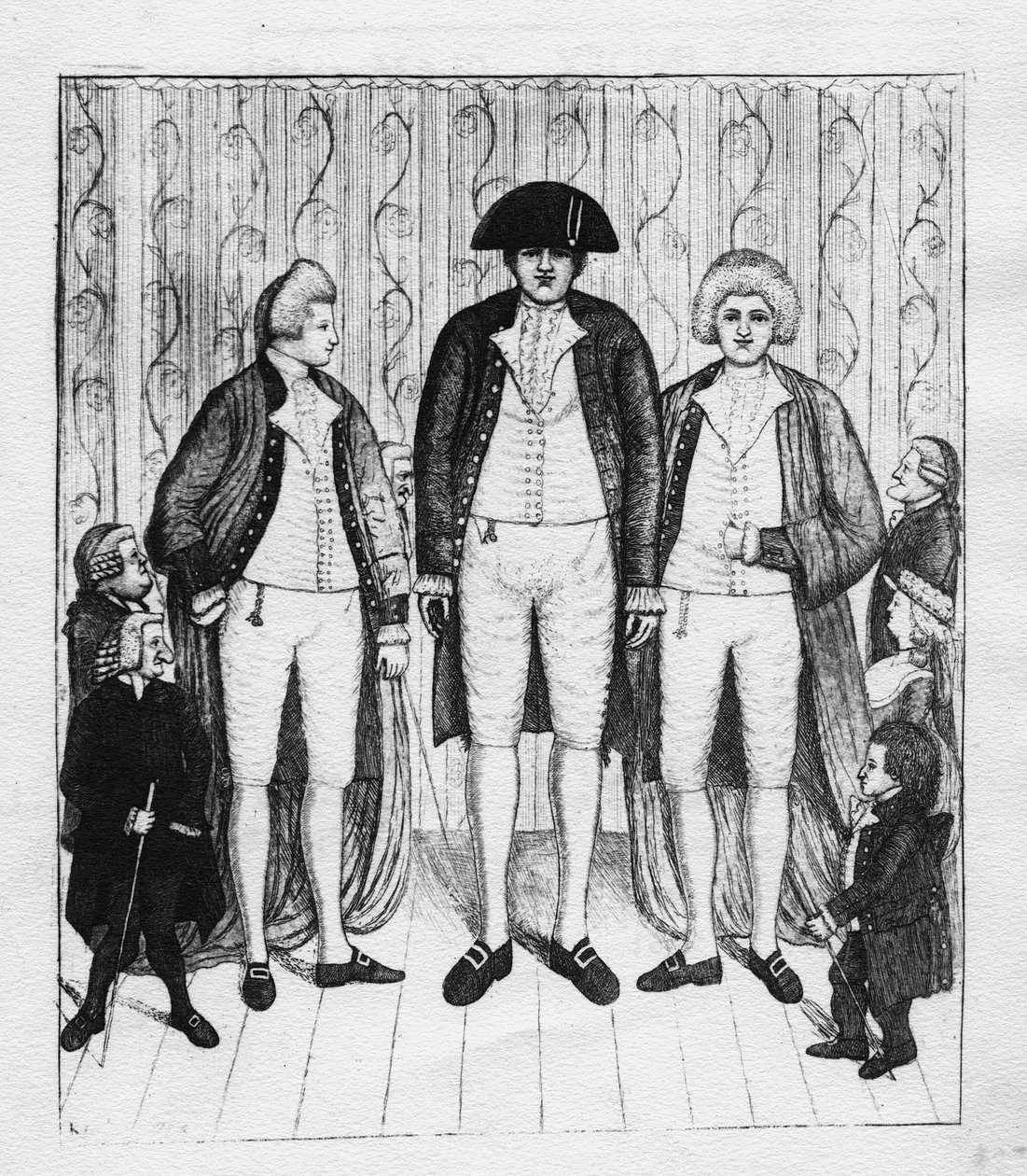 Bir grup seyirciyle Üç Dev, 1784 by John Kay