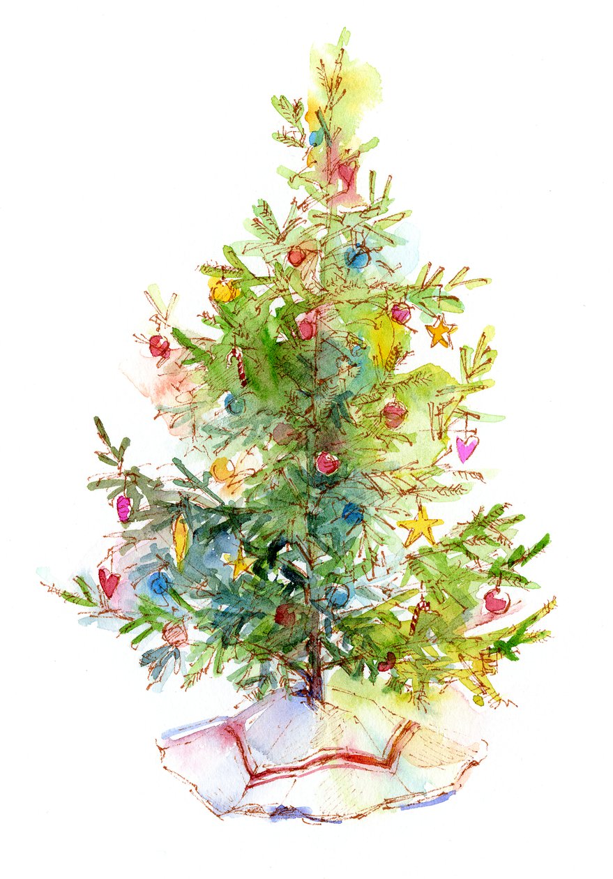 Etekli Noel ağacı, 2016, (suluboya) by John Keeling