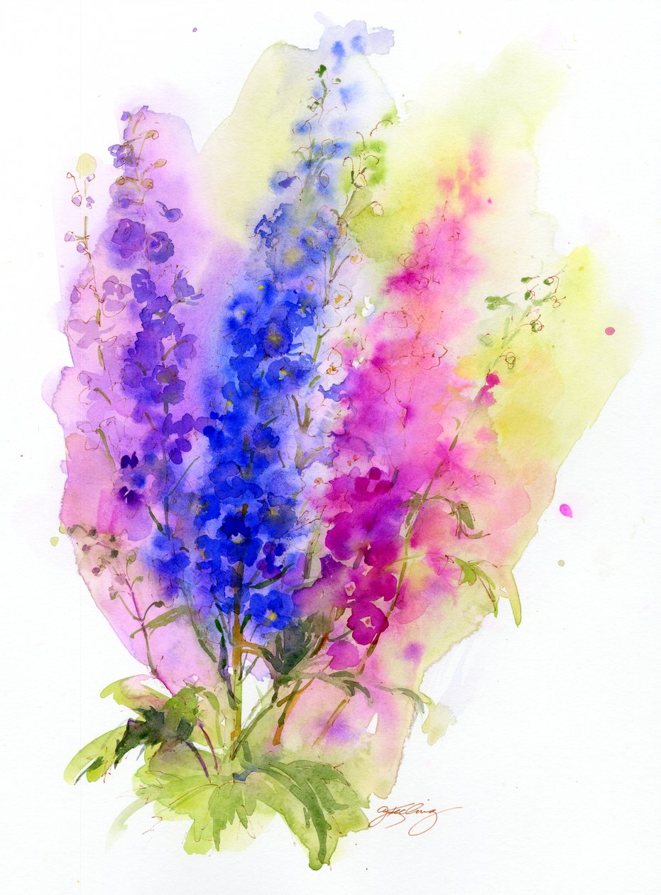 Delphinium, 2016, (suluboya) by John Keeling