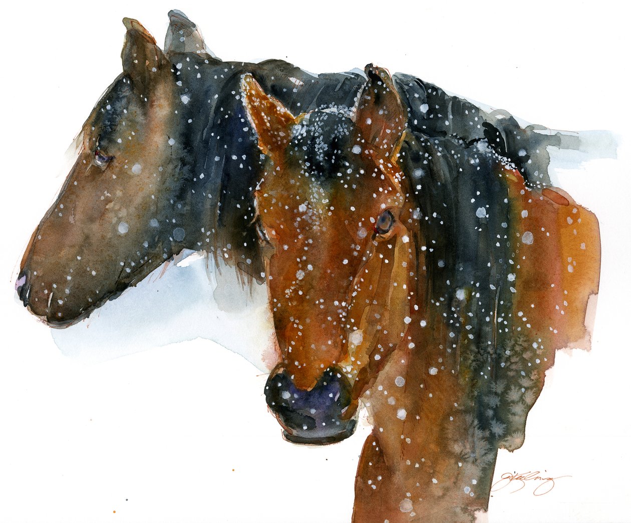 Kışın Atlar, 2015, (suluboya) by John Keeling