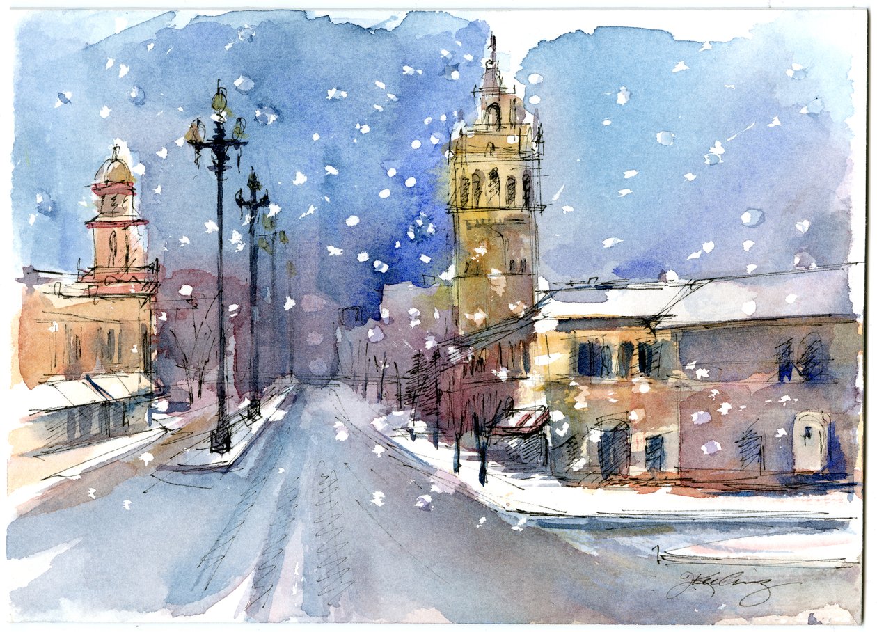 Kışın Plaza, 2015, (suluboya) by John Keeling