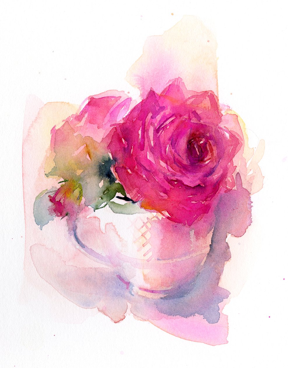 Çay Fincanı Gül, 2017, (suluboya) by John Keeling