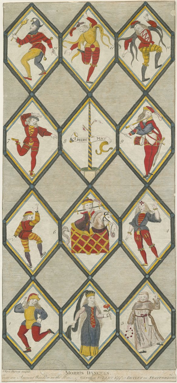 Betley Cam Pencere - Morris Dansçıları: gravür, nd [1751-1790] (baskı) by John Keyse Sherwin