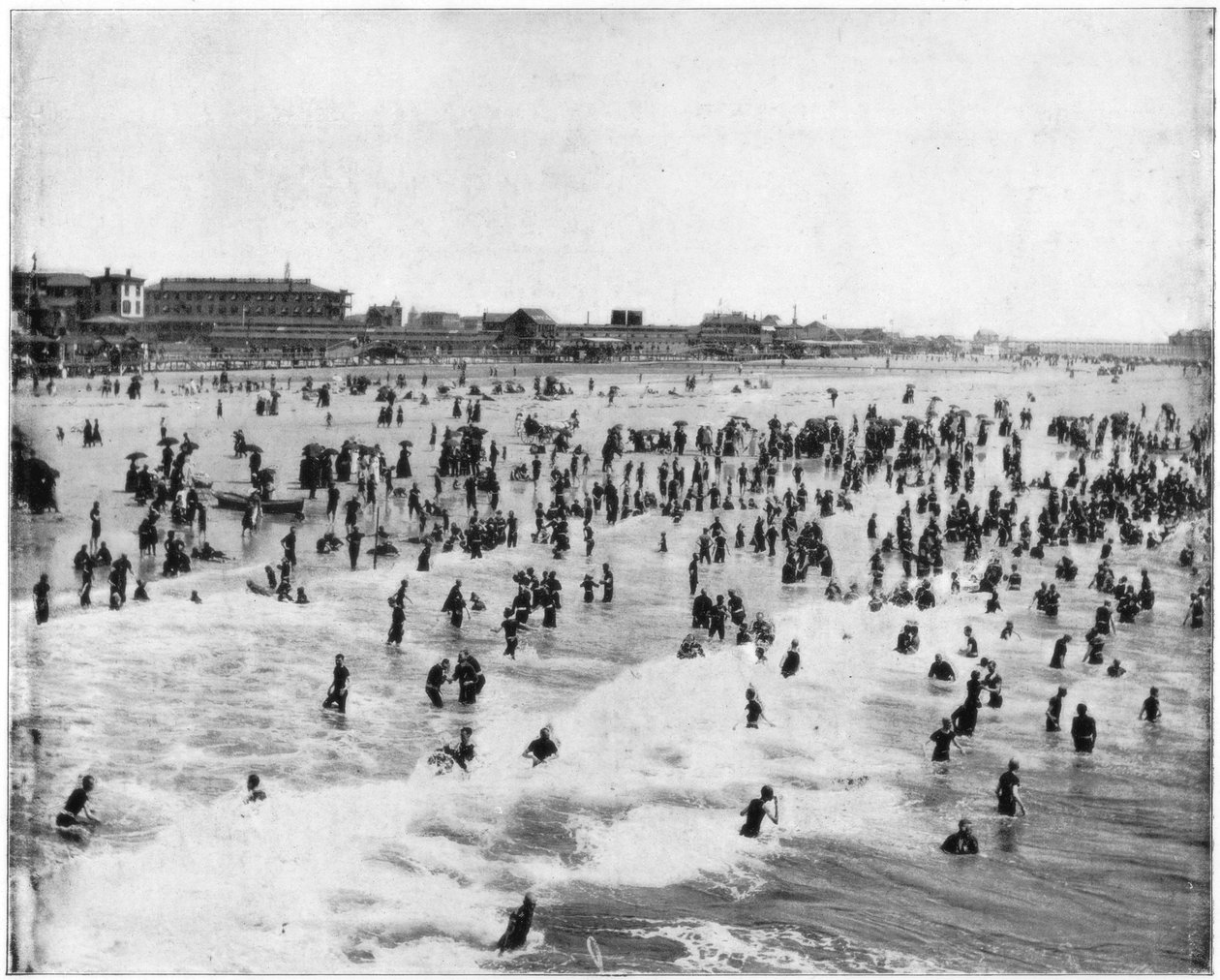 Atlantic City, New Jersey, ABD, 19. yüzyılın sonlarında plaj by John L. Stoddard