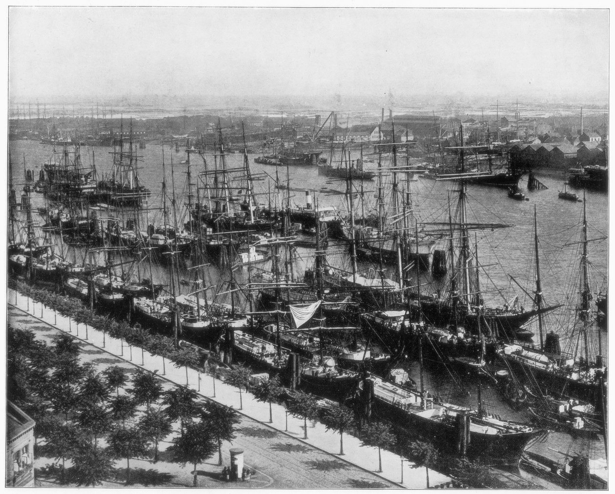 Hamburg limanı, Almanya, 19. yüzyılın sonlarında. by John L. Stoddard