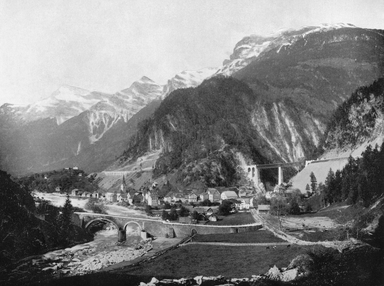 St Gotthard Geçidi ve Köprüsü, İsviçre, 1893. by John L. Stoddard