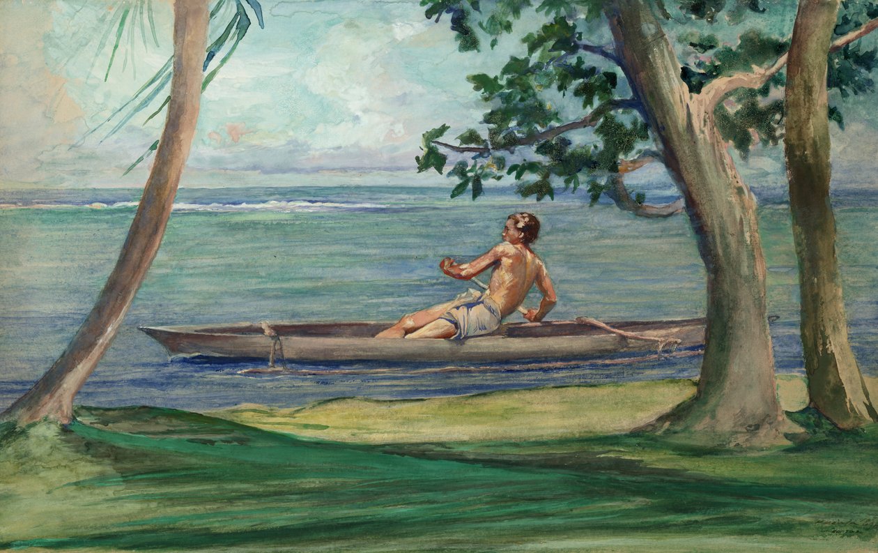 Kanolu Çocuk Evimizin Önünden Geçiyor, Vaiala, Samoa by John La Farge