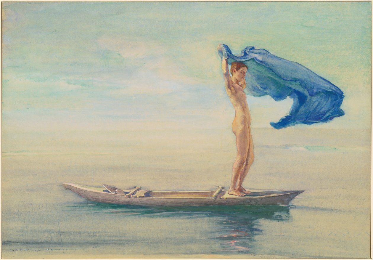 Kano Pruvalı Kız Bir Yelken İçin Bezini Yayıyor, Samoa by John La Farge