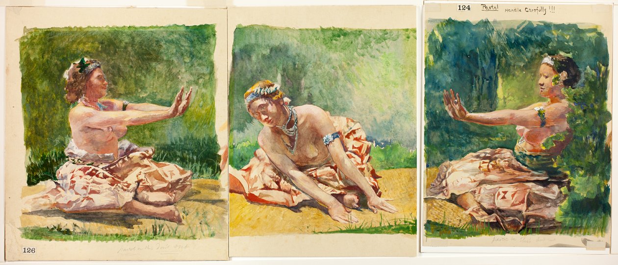 Şiva Dansı: Oturan Tek Kişilik Figürlerin Üç Parçası by John La Farge