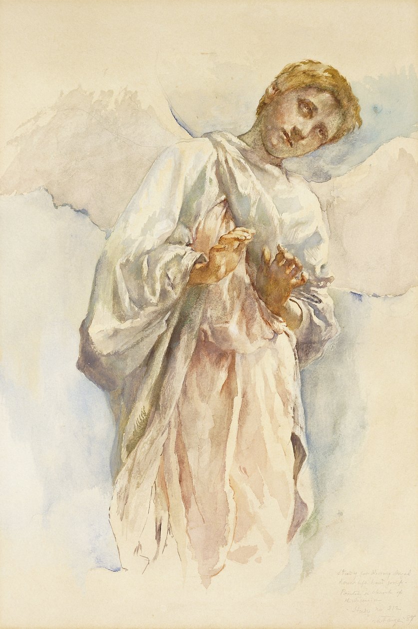 Adoring Angel - Yükseliş Duvar Resmi Çalışması, 1887 by John La Farge or Lafarge