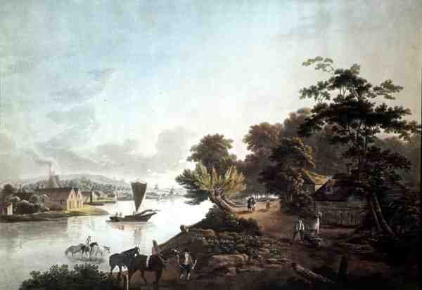 F. Jukes tarafından oyulmuş Thames Nehri üzerindeki Millbank by John Laporte