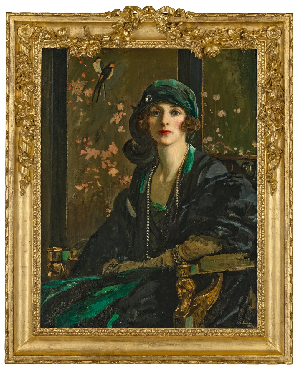 Siyah ve Yeşilli Bir Kadın: Bayan Freda Dudley Ward by John Lavery