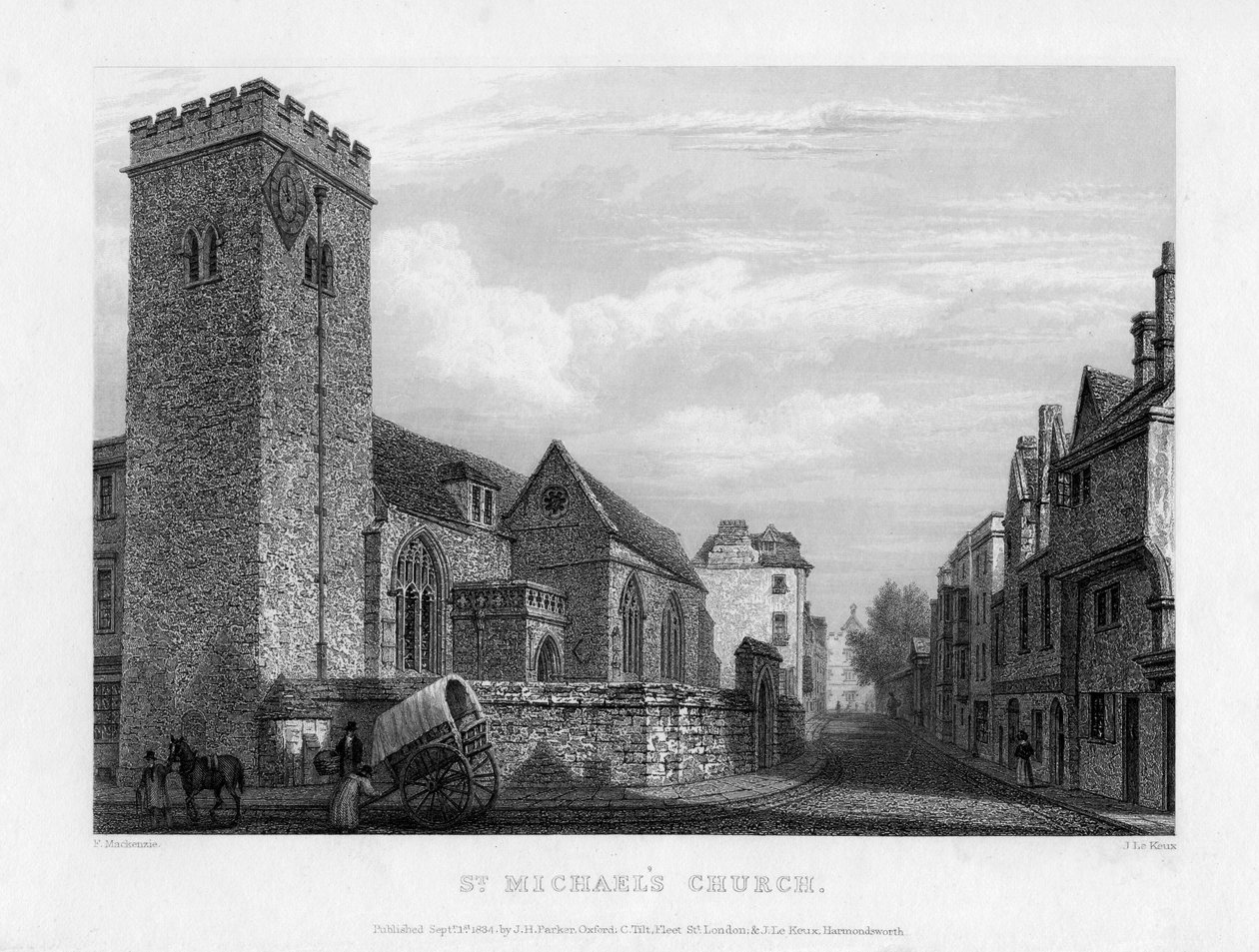 St Michaels Kilisesi, Oxford, 1834. by John Le Keux