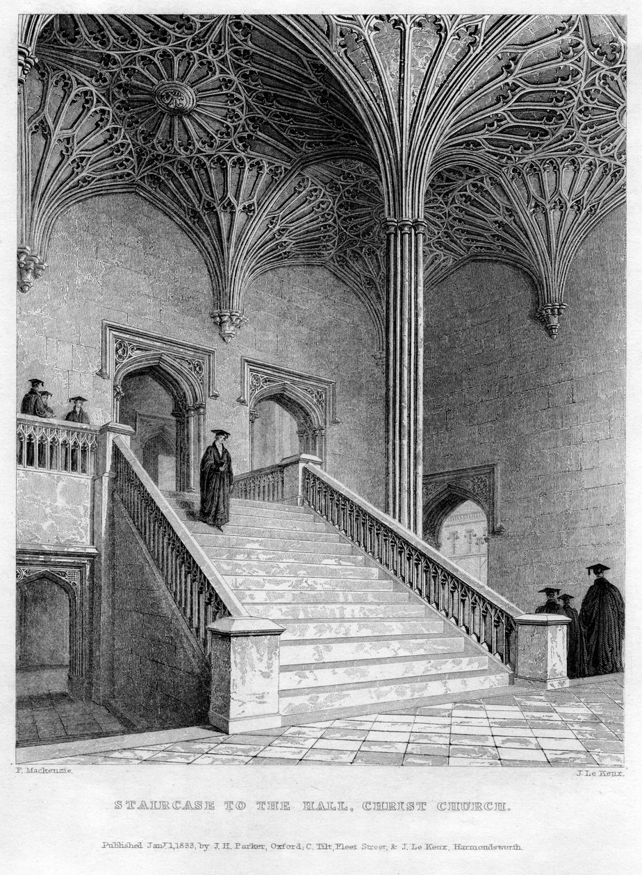 Salona Merdiven, Christ Church, Oxford Üniversitesi, 1833. by John Le Keux