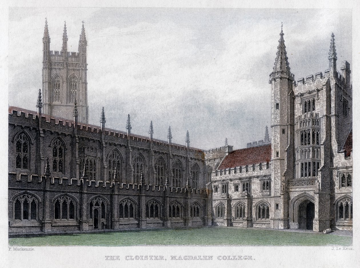 Manastır, Magdalen Koleji, Oxford Üniversitesi, 19. yüzyıl. by John Le Keux