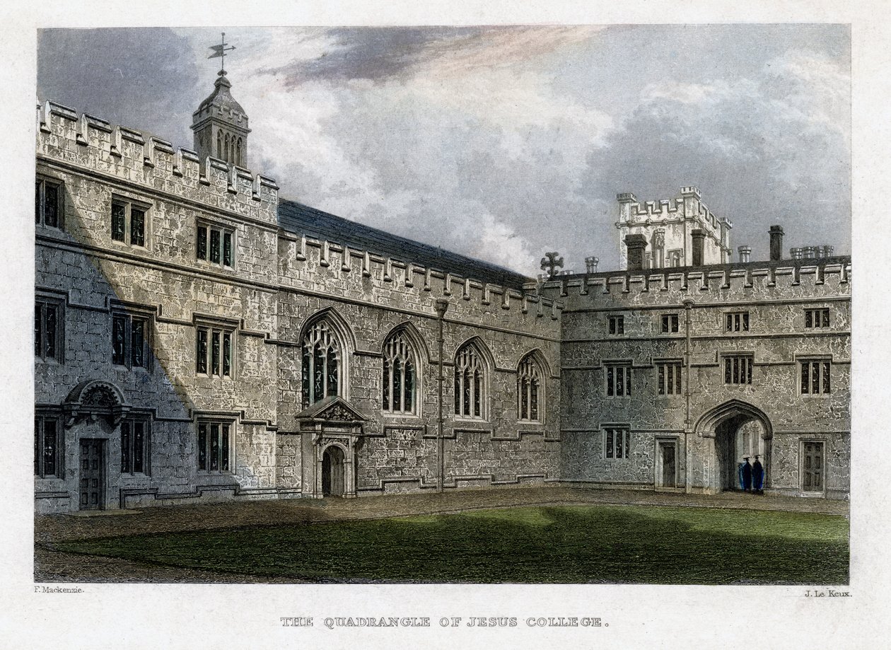 İsa Koleji Dörtgeni, Oxford Üniversitesi, c1830s. by John Le Keux
