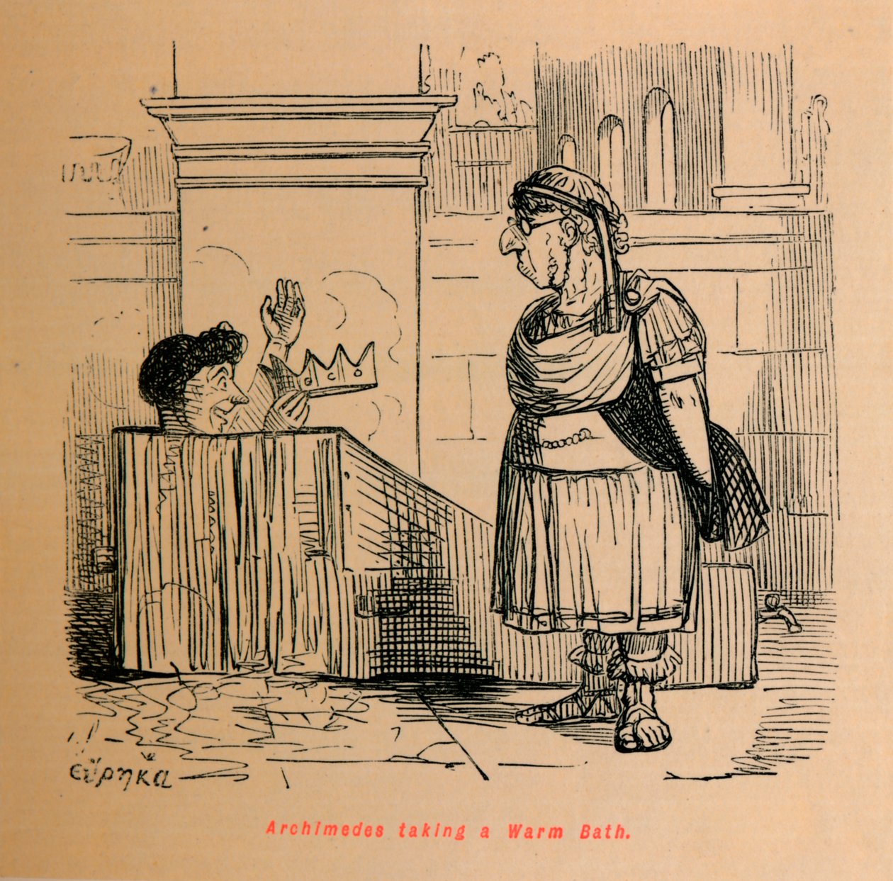 Arşimet Ilık Banyo Yapıyor, 1852 by John Leech