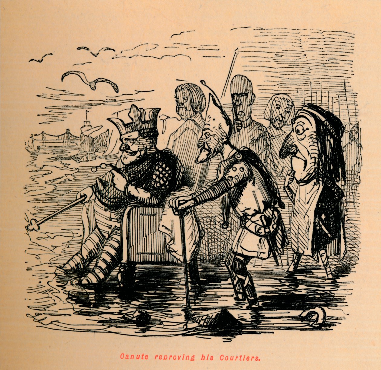 Saraylılarını azarlayan Canute, c1860, c1860 by John Leech